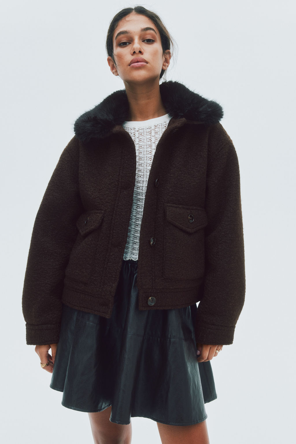 Cazadora de sarga con cuello efecto pelo - H&m фото 4