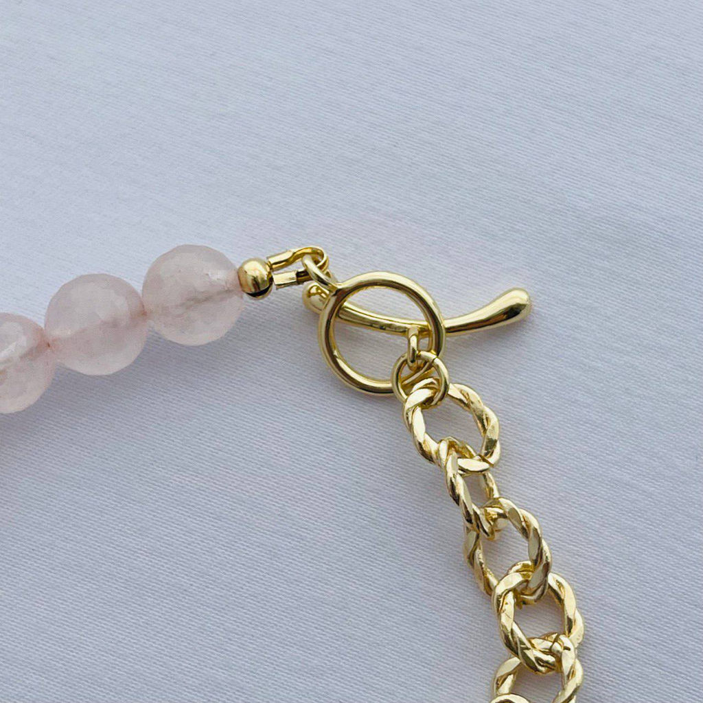 Браслет из Розового кварца с цепочкой 16 см
