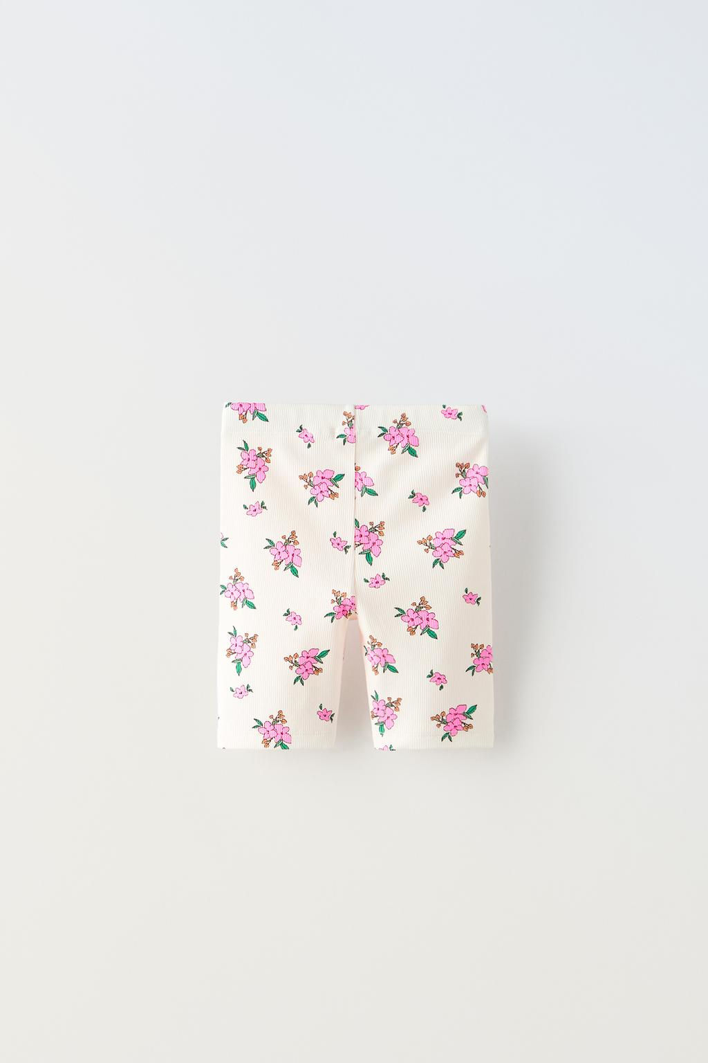 RIBBED FLORAL SHORT LEGGINGS - Zara фото 2