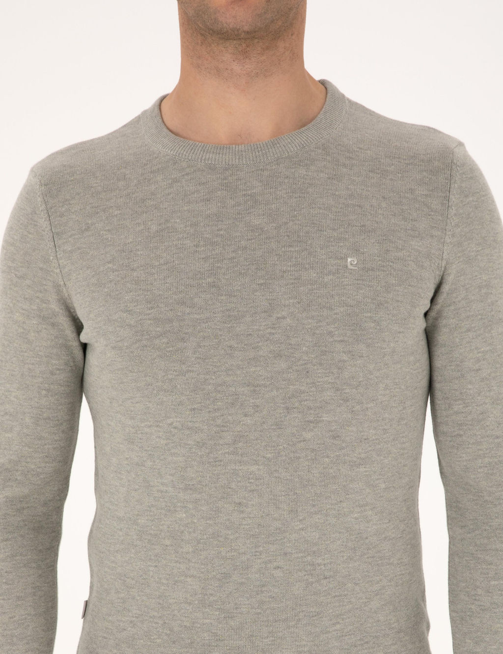 A__k Gri Melanj Slim Fit Bisiklet Yaka Basic Triko Kazak - Pierre cardin фото 6