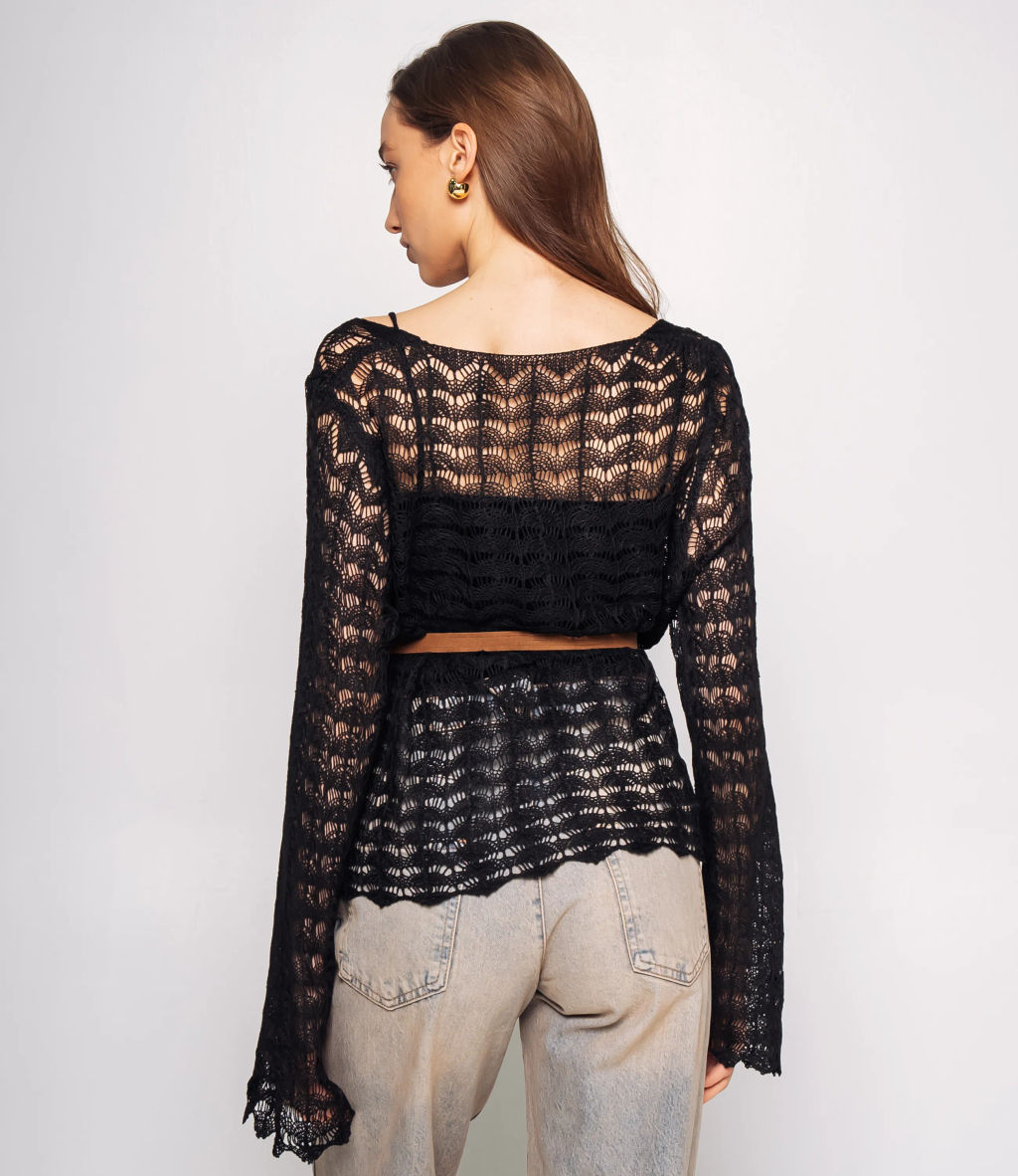 Лонгслив+топ #КТ2979, чёрный