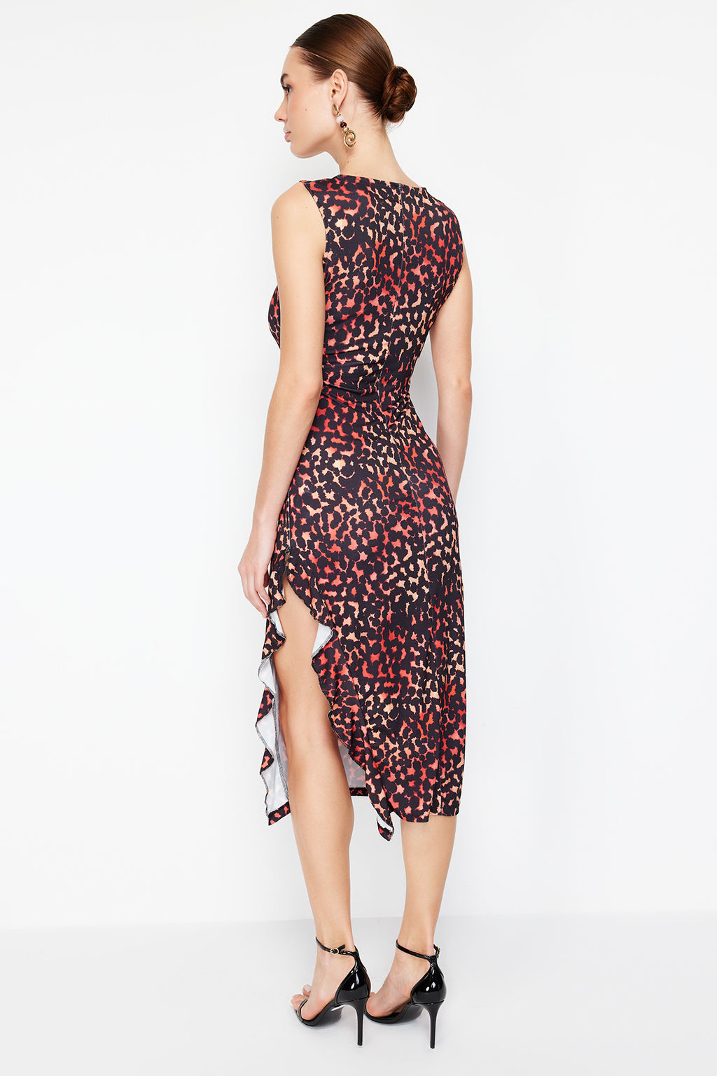 Cok Renkli Animal/Leopar Bask?l? Fitted/Vucuda Oturan Esnek Orme Maxi Kalem Elbise TWOSS24EL00584 - Trendyolmilla фото 6