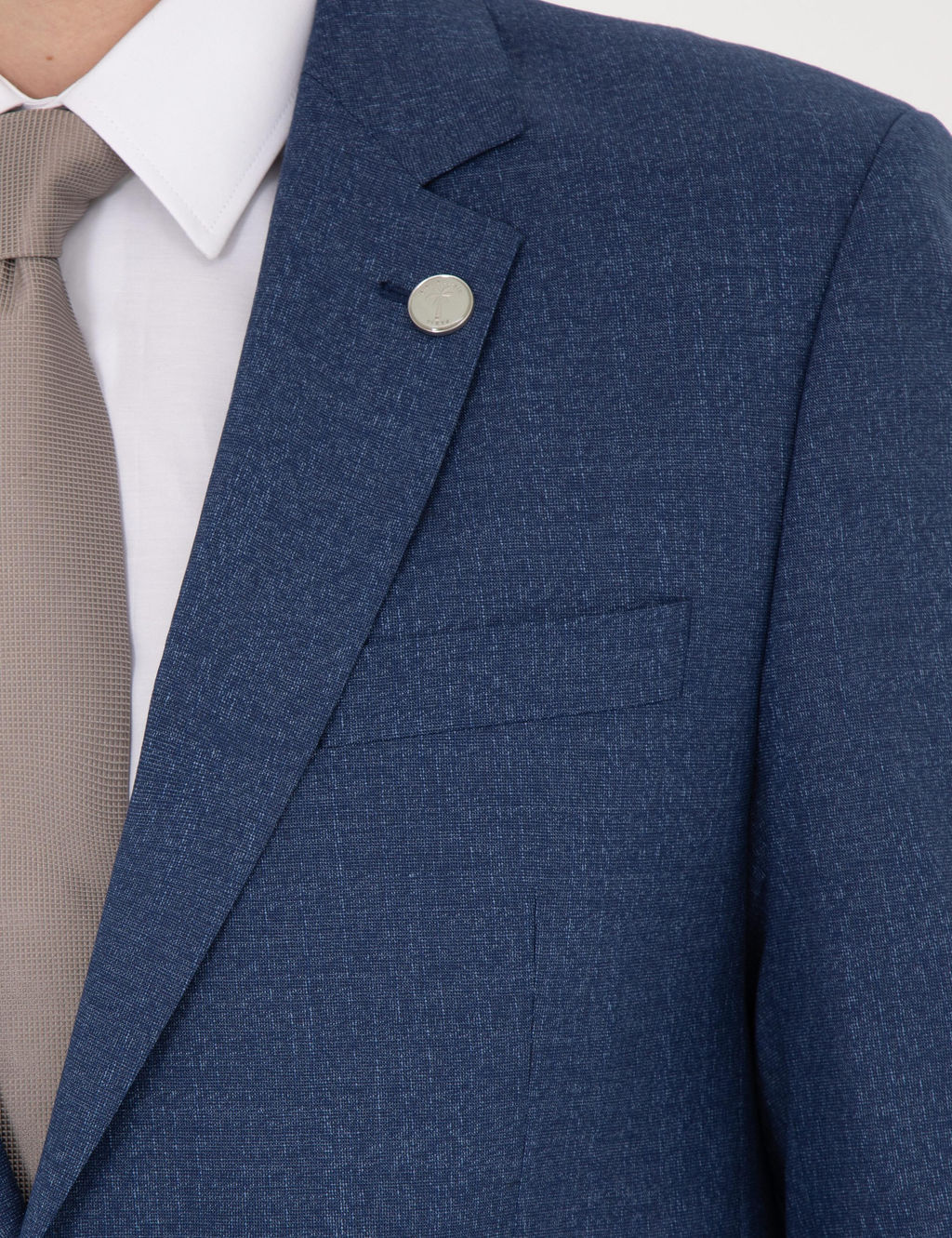 Koyu Mavi Slim Fit Y_n Kar___ml_ Tak_m Elbise