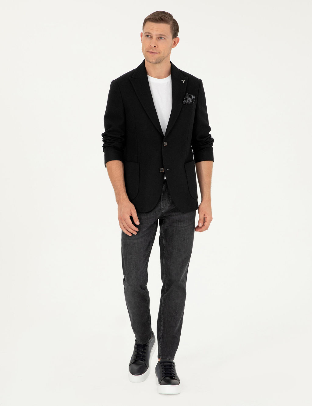 Черный пиджак приталенного кроя из смесовой шерсти - Cacharel фото 5