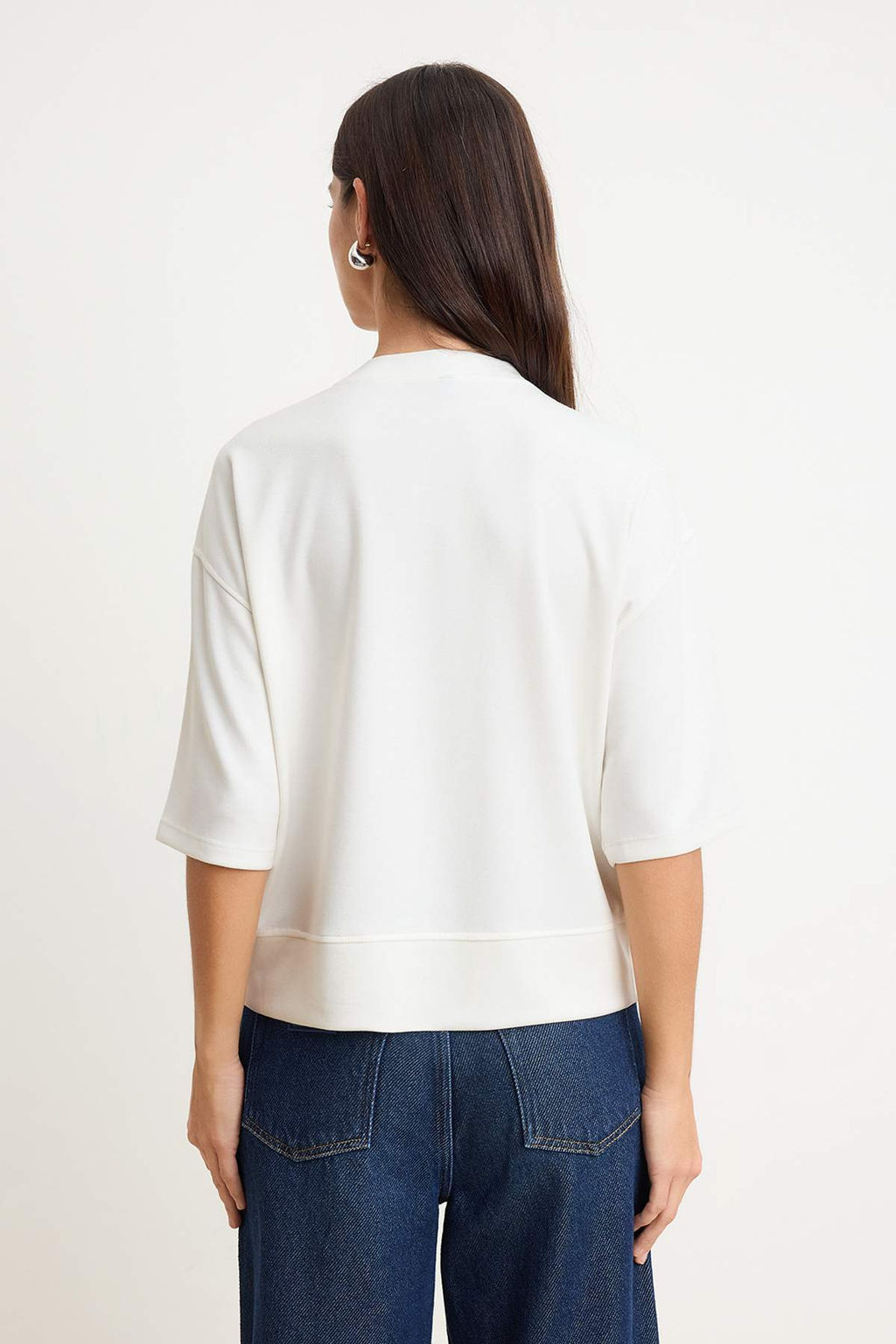Lacivert Oversize/Genis Kal?p Dusuk Kol Truvakar Soft Touch Orme T-Shirt TWOSS26TS00182 - Trendyolmilla фото 12