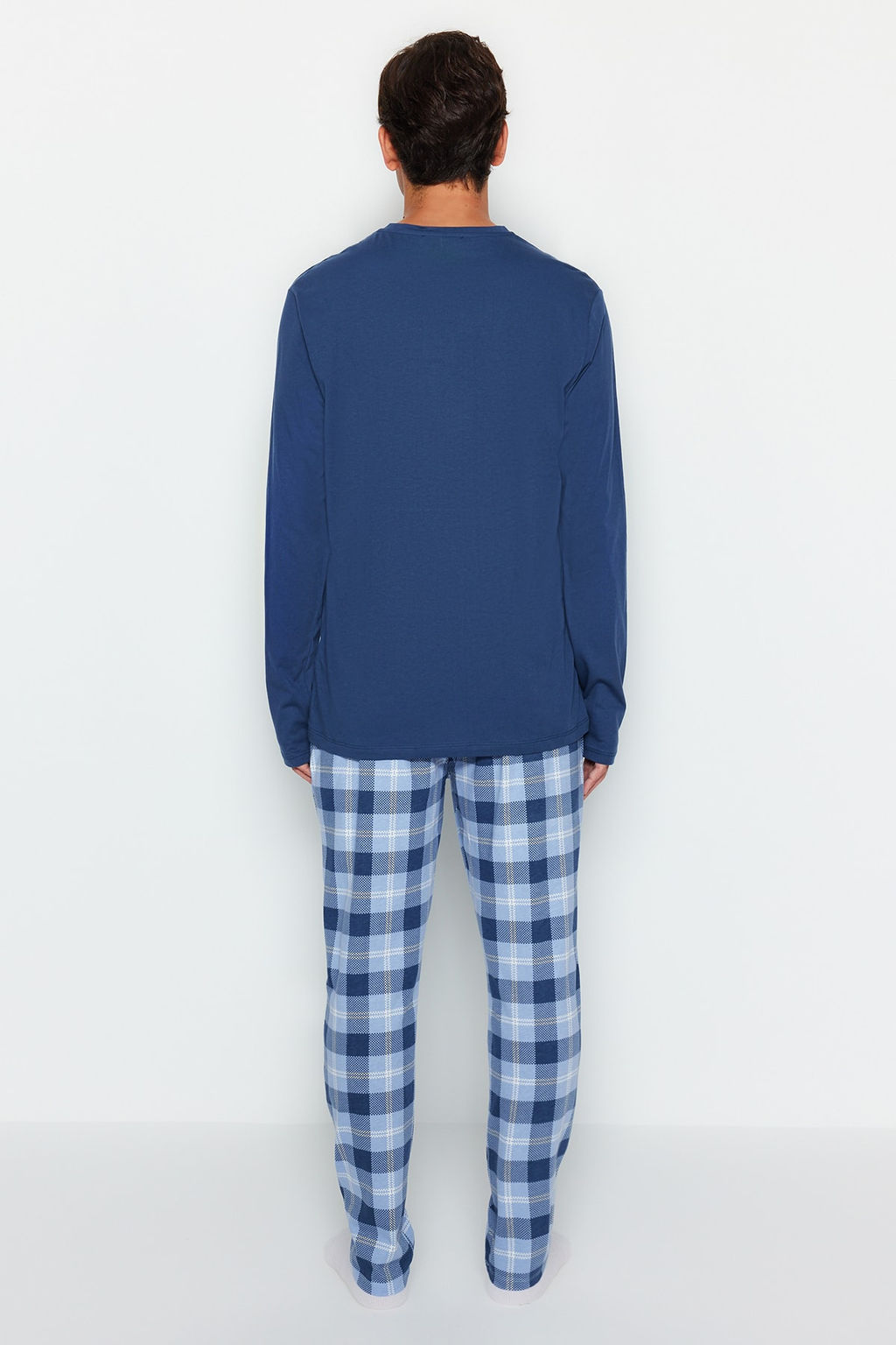 TRENDYOL MAN Mavi Regular Fit Ekose Orme %100 Pamuk Pijama Tak?m? TMNAW24PT00023 - Trendyolmilla фото 7