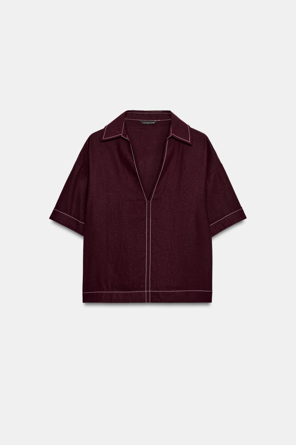 CUERPO VIVOS CONTRASTE CON LINO / Burgundy - Zara фото 7
