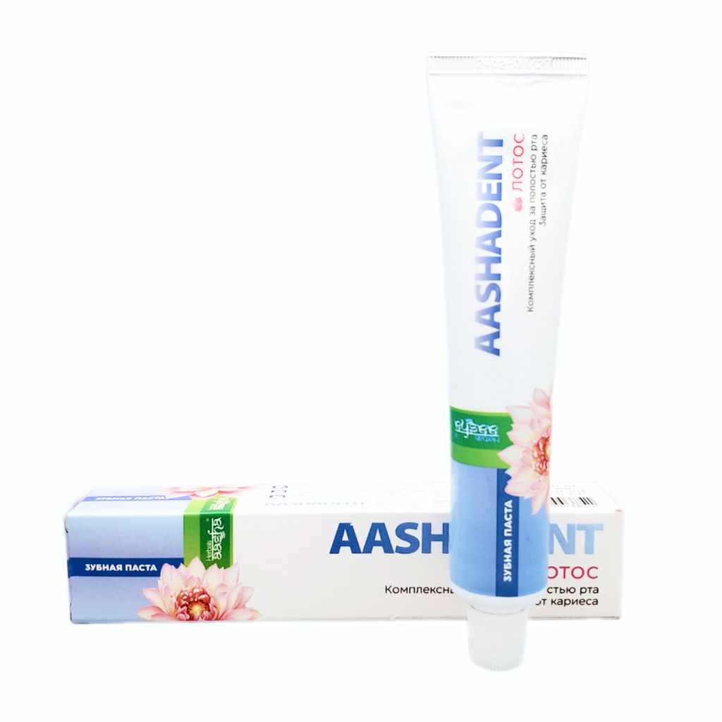 Aasha Herbals Зубная паста Комплексный уход за полостью рта и защита от кариеса / Aashadent Лотос, 100 г