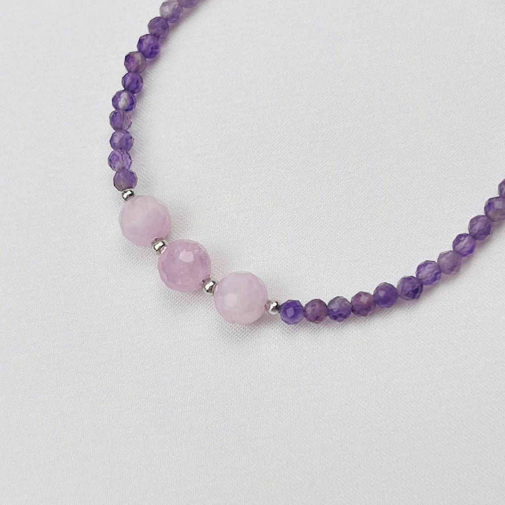 Браслет из Аметиста и Кунцита - Радуга самоцветов фото 3