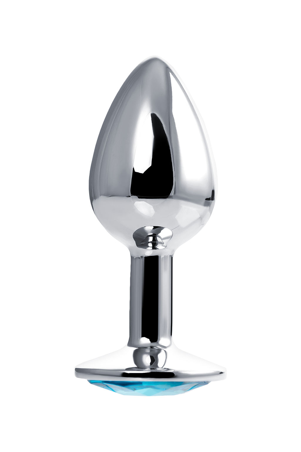 Анальная втулка Штучки-дрючки, металл, серебряная, с голубым кристаллом, 7 см, 2,8 см, 50 г  фото 3