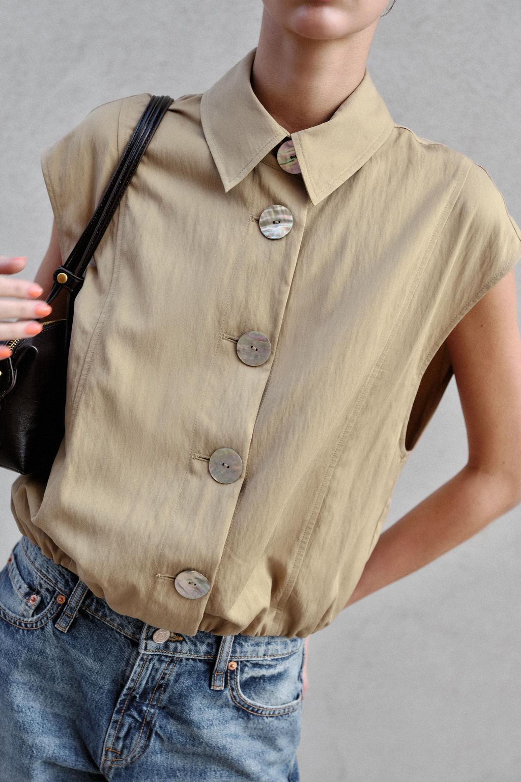 TOP CUELLO CAMISERO / Camel medio - Zara фото 2