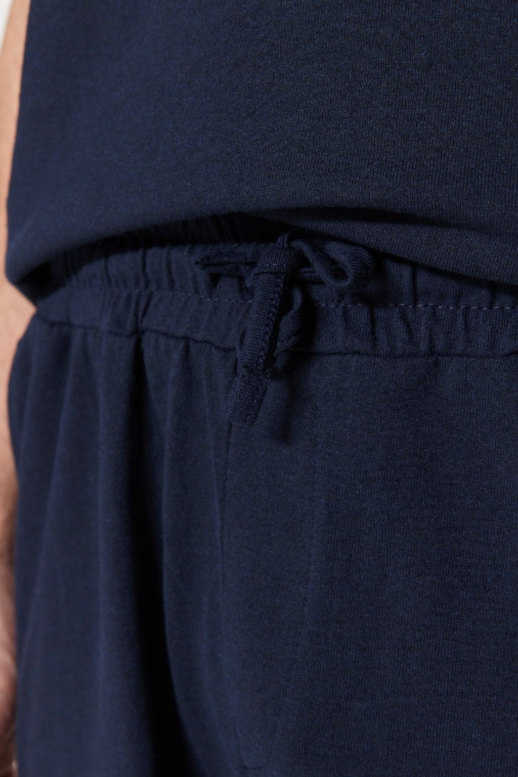 Lacivert %100 Pamuk Regular Fit Orme Yazl?k Sortlu Pijama Tak?m? THMSS21PT0965