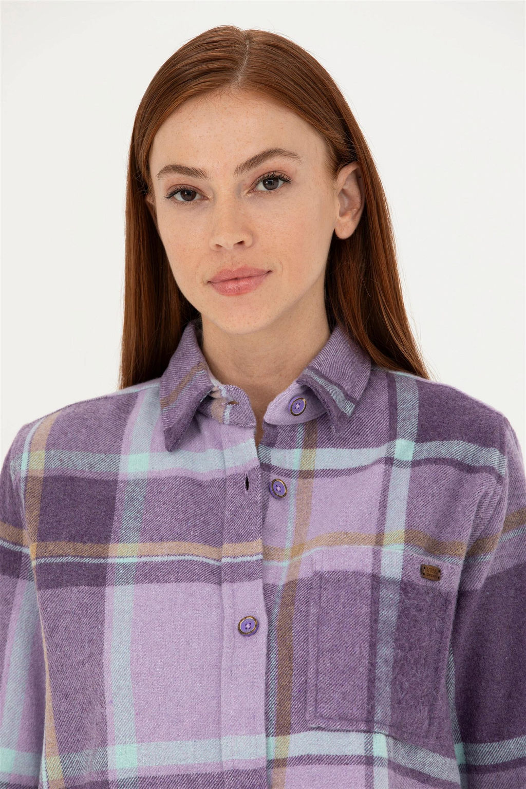 Женская фиолетовая рубашка с длинным рукавом Неожиданная скидка в корзине - U.s. polo assn фото 2