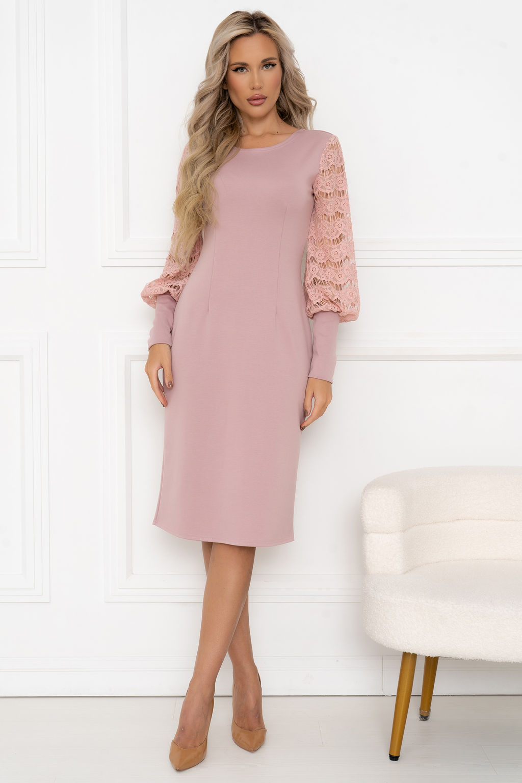 Платье Open Style 6412 пудрово-розовый