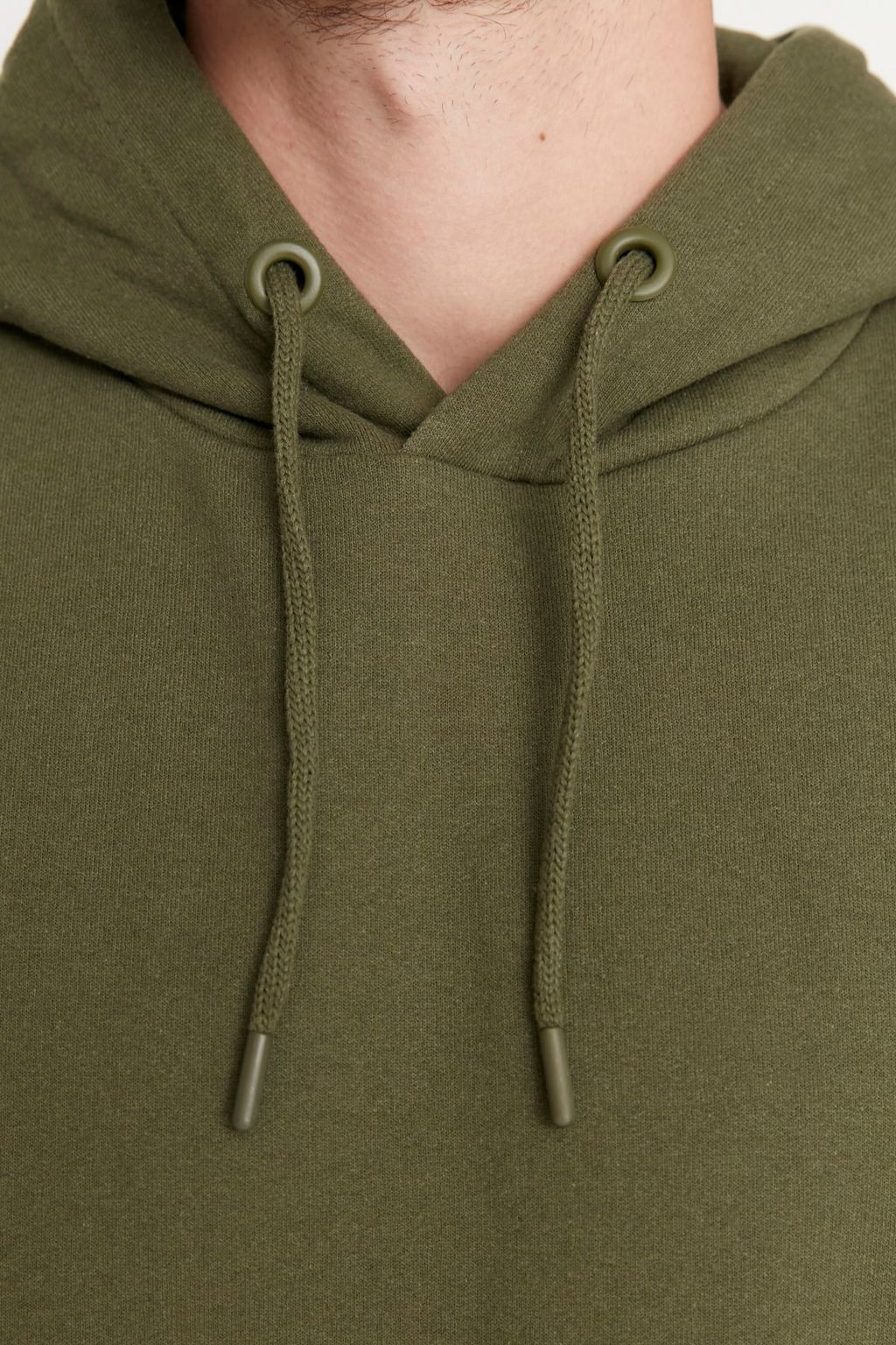 Haki Oversize/Genis Kesim Kapusonlu Ici Polar/S?cak Tutan Sweatshirt TMNAW23SW00195