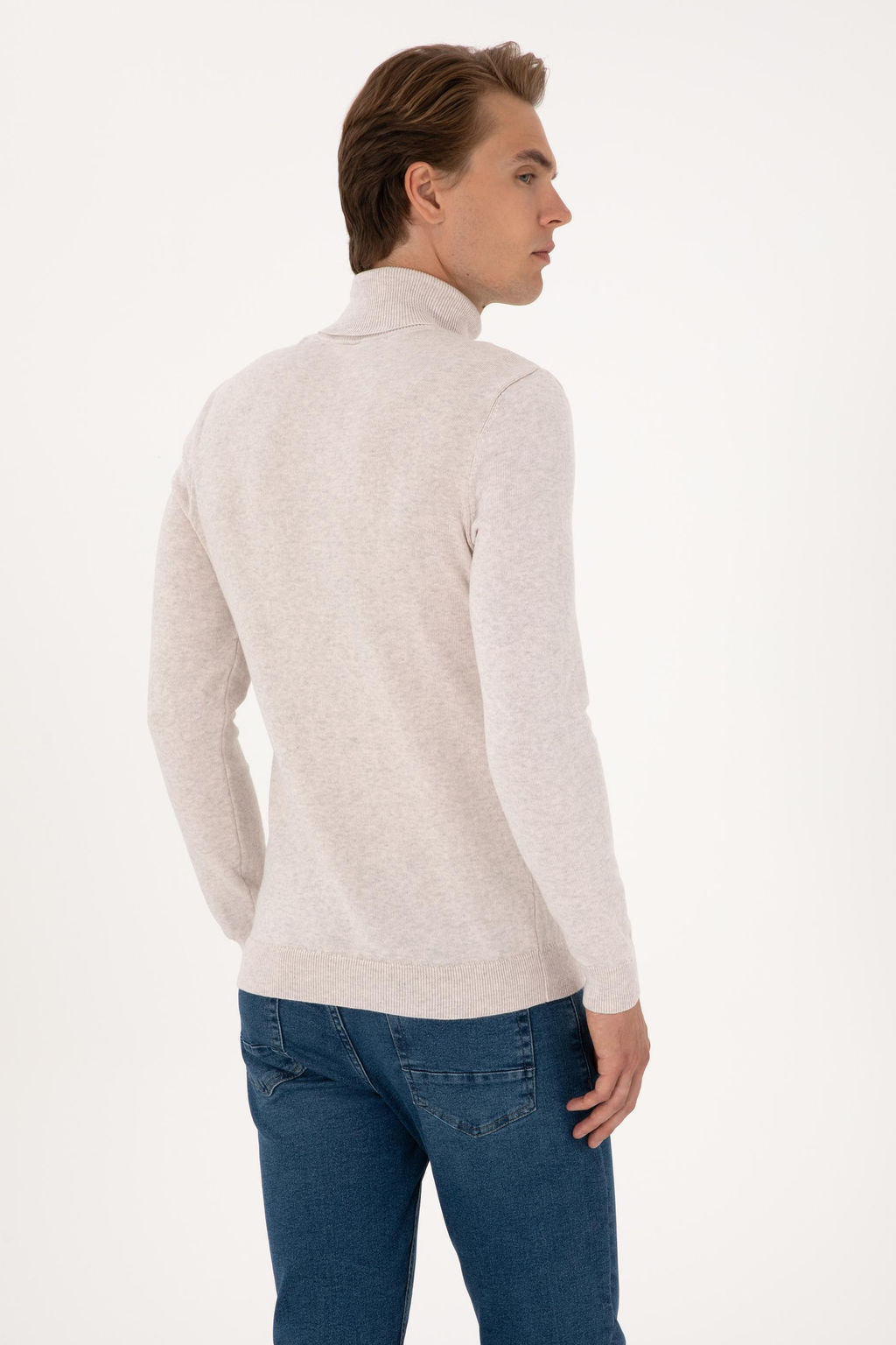 Erkek Slim Fit Bo_azl_ Yaka Ta_ Basic Kazak - U.s. polo assn фото 5