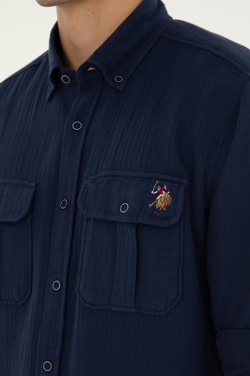 U. S. Polo Assn / Мужская темно-синяя рубашка с длинным рукавом - U.s. polo assn фото 14