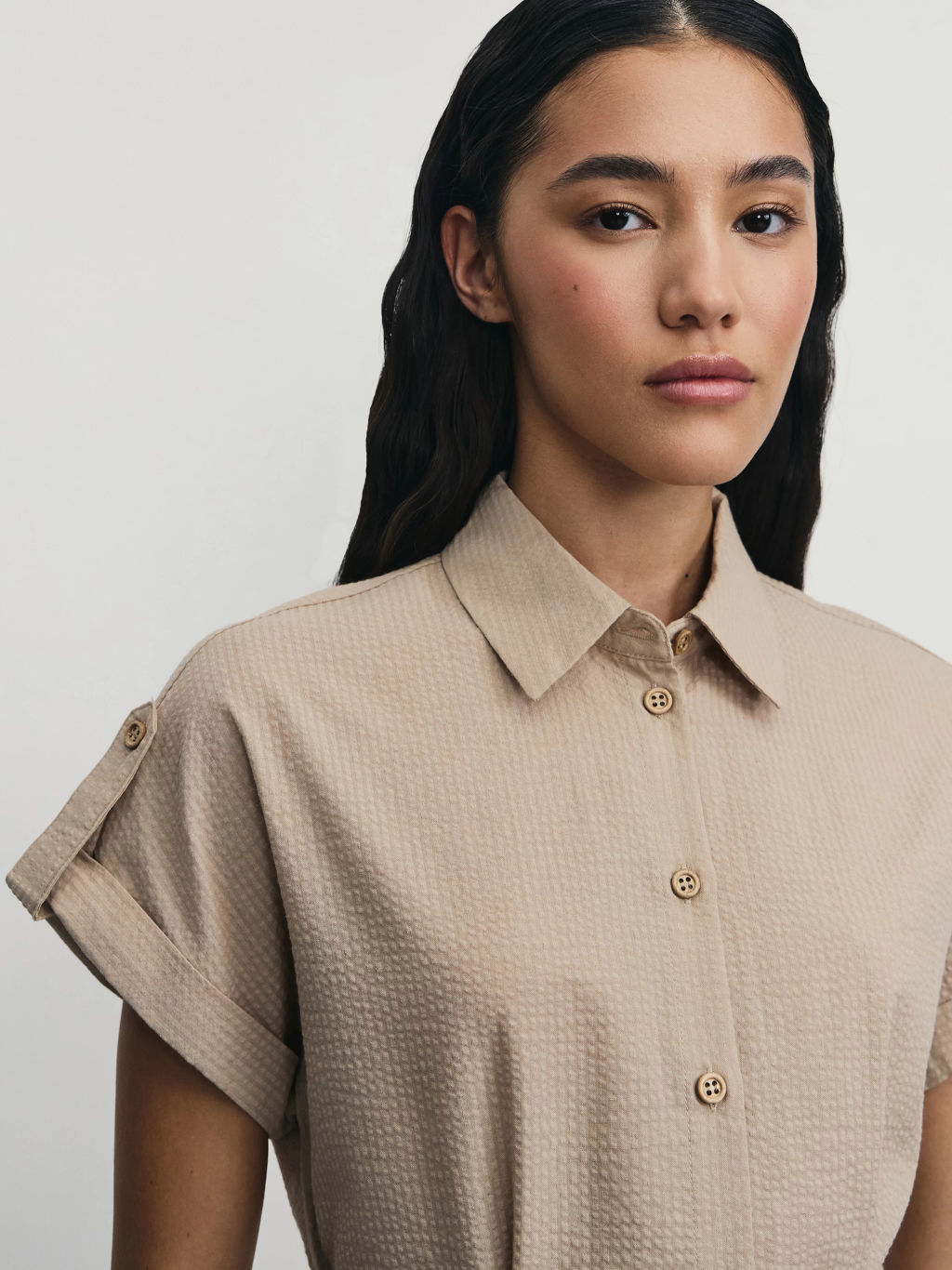 Платье миди из фактурной ткани на поясе / Zarina  фото 6