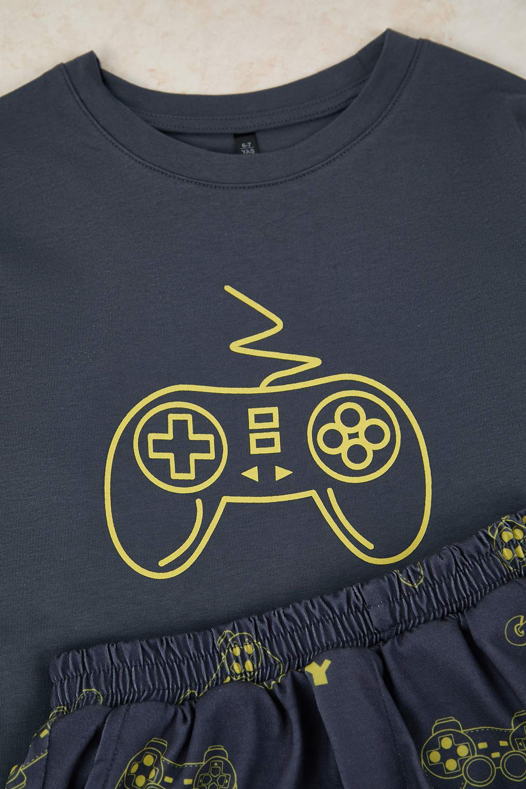 Antrasit Pamuklu Bask?l? Orme Erkek Cocuk Alt-Ust Pijama Tak?m? TKDAW26PT00013 - Trendyolmilla фото 2