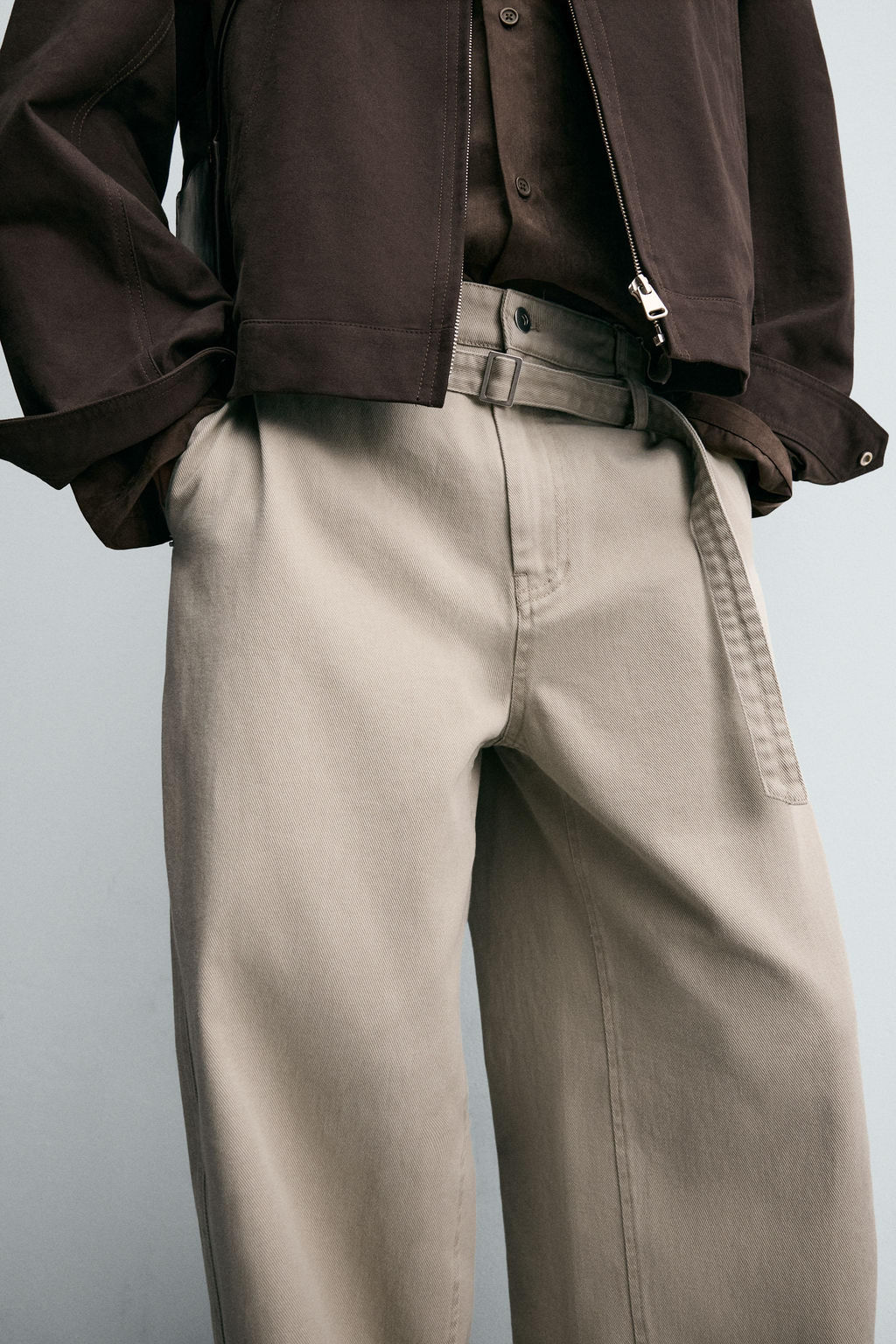 BELTED WIDE-LEG BALLOON FIT TROUSERS - Zara фото 7