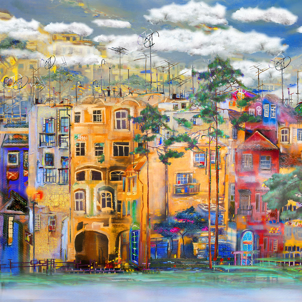 Большой, красивый двусторонний платок с рисунком в стиле арт-декои необычной текстурой ткани - Tantino фото 2