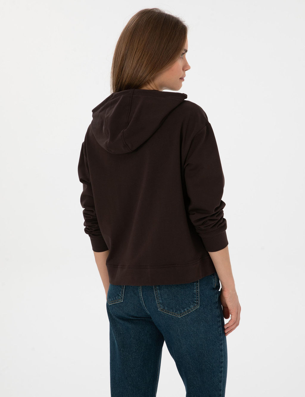 Kahverengi Comfort Fit Fermuarl_ Sweatshirt