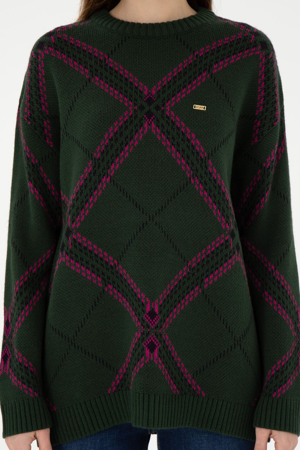 Женский темно-зеленый свитер с круглым вырезом Неожиданная скидка в корзине - U.s. polo assn фото 6