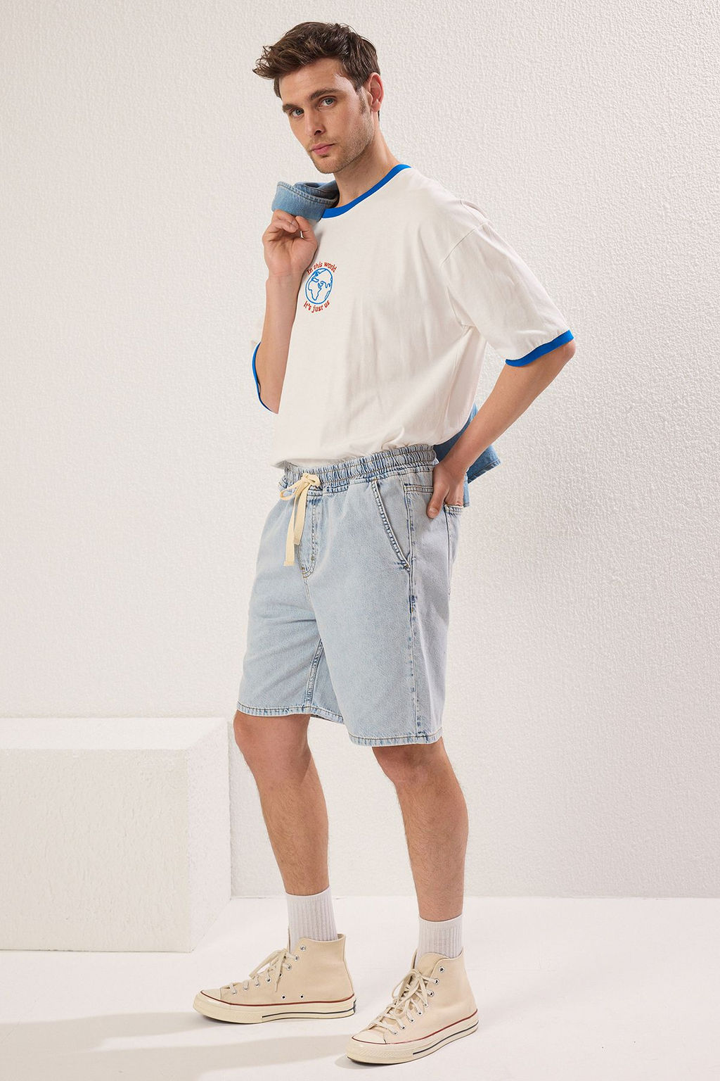 TRENDYOL MAN Mavi Regular Fit Kot Sort TMNSS25SR00032 - Trendyolmilla фото 12