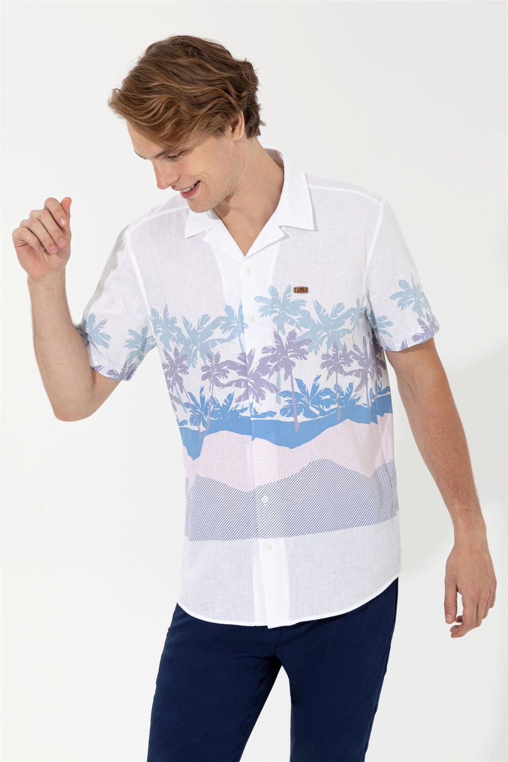 U. S. Polo Assn Мужская синяя рубашка с коротким рукавом - U.s. polo assn фото 9