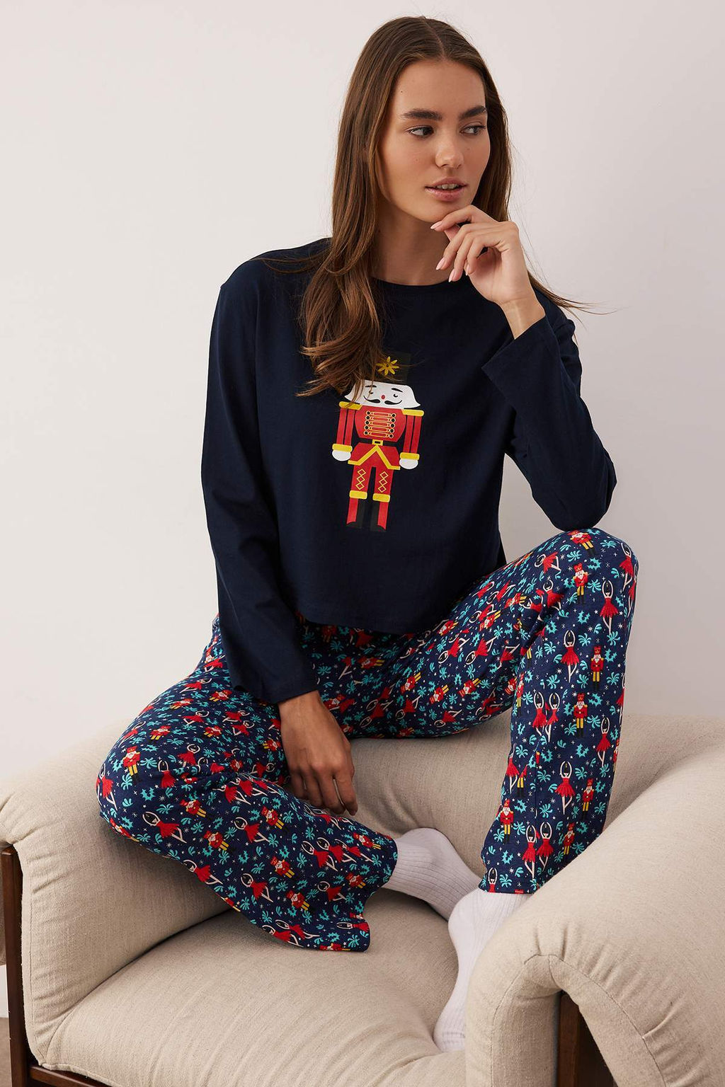 Trendyolmilla Bordo %100 Pamuklu Y?lbas? Temal? Orme Pijama Tak?m? THMAW23PT00318  фото 14