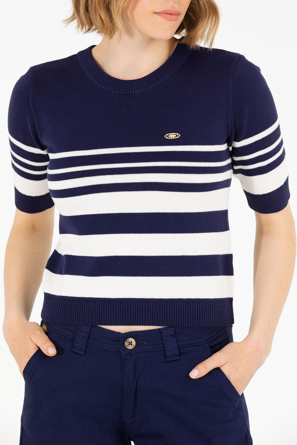 U. S. Polo Assn Женский темно-синий свитер с круглым вырезом - U.s. polo assn фото 6