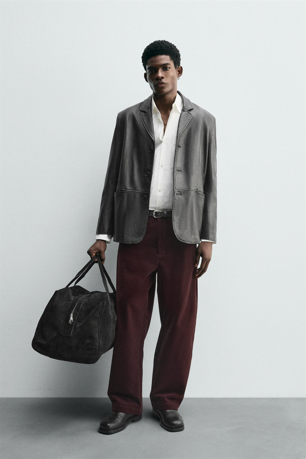 FLOCKED WIDE-LEG TROUSERS