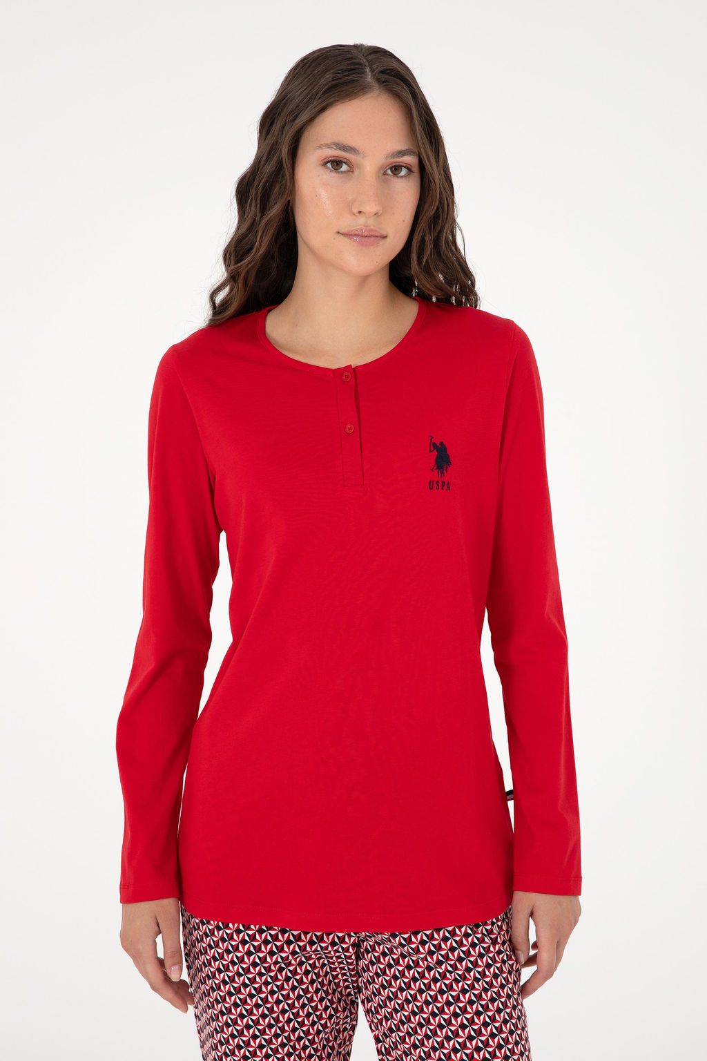 Женский красный пижамный комплект Неожиданная скидка в корзине - U.s. polo assn фото 3