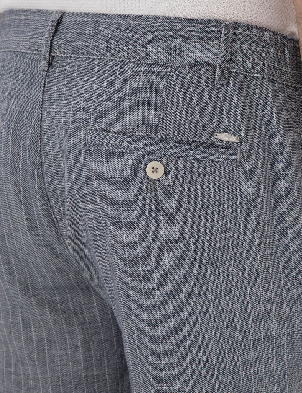 Lacivert Slim Fit Keten Kar___ml_ _izgili Kanvas Pantolon
