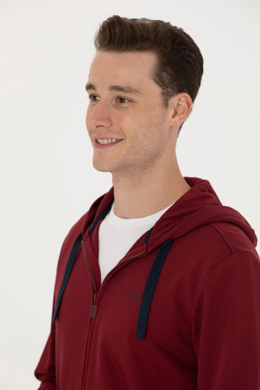 U. S. Polo Assn Мужской бордовый вязаный кардиган с капюшоном - U.s. polo assn фото 9