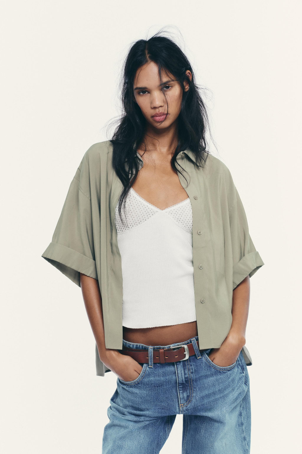 SHORT SLEEVE FLOWING SHIRT - Zara фото 19