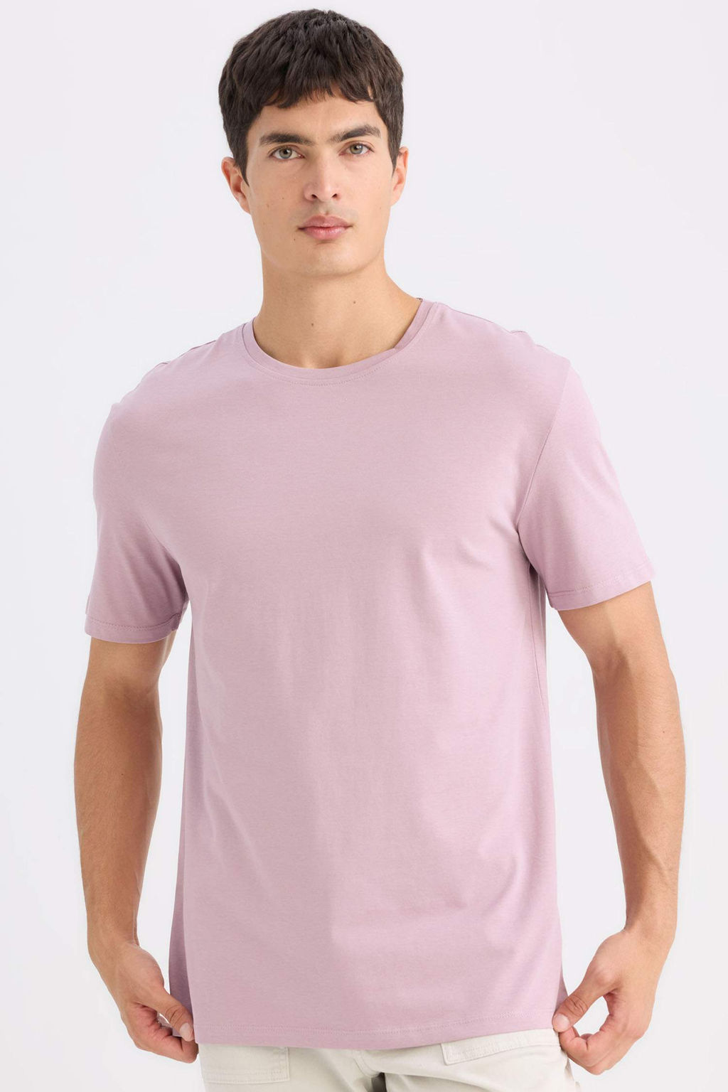 New Regular Fit Bisiklet Yaka Basic Duz K?sa Kollu Tisort - Defacto фото 3