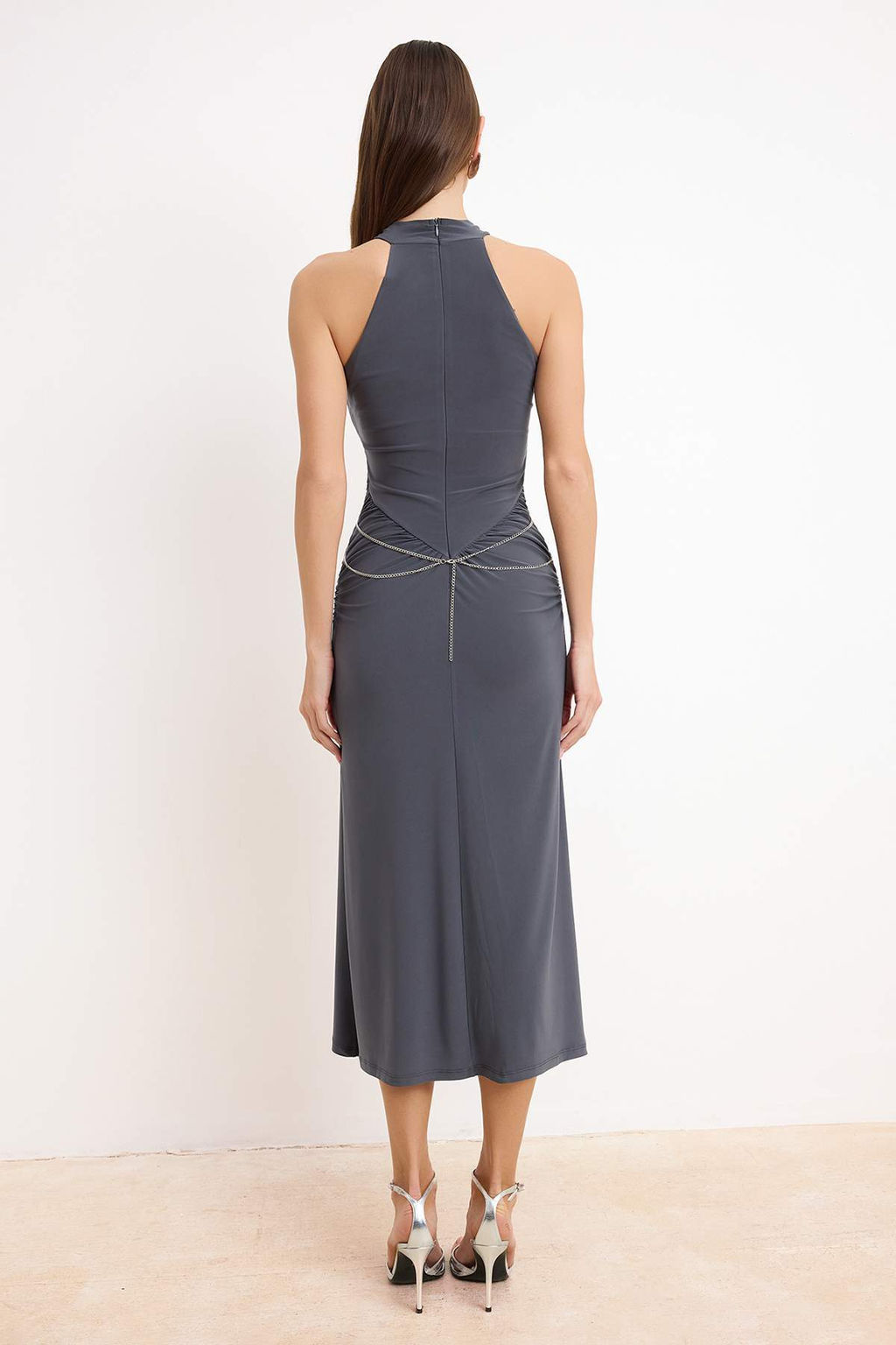 Antrasit Aksesuar Detayl? Orme S?k/Gece Elbise TPRSS26EL00079