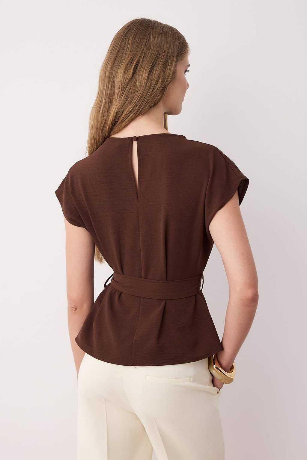 Kahverengi Kolsuz Kusakl? Dokuma Bluz TWOAW26BZ00057 - Trendyolmilla фото 12