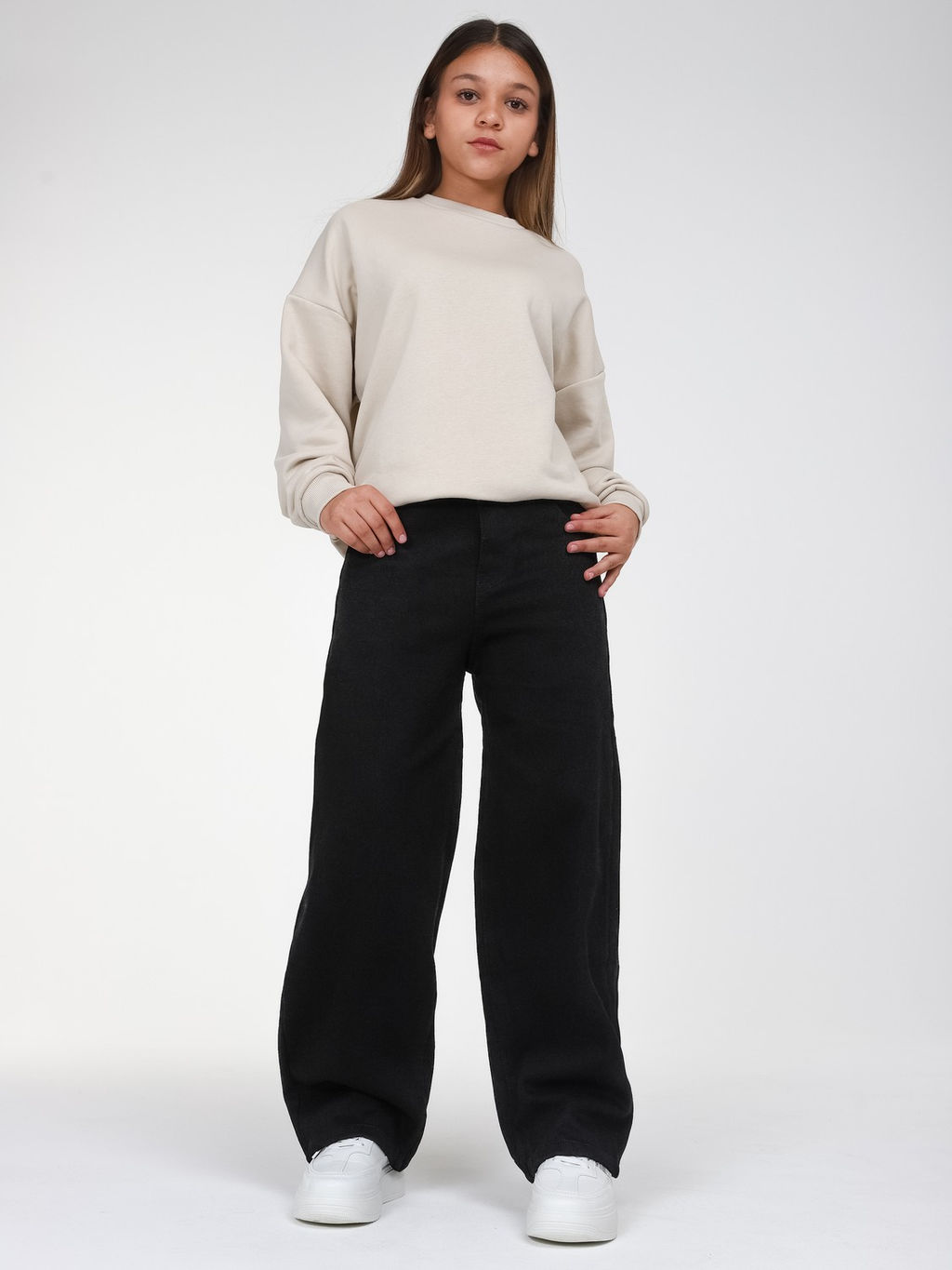 Джинсы-багги утеплённые для девочек - СИНЯЯ МОДА фото 6