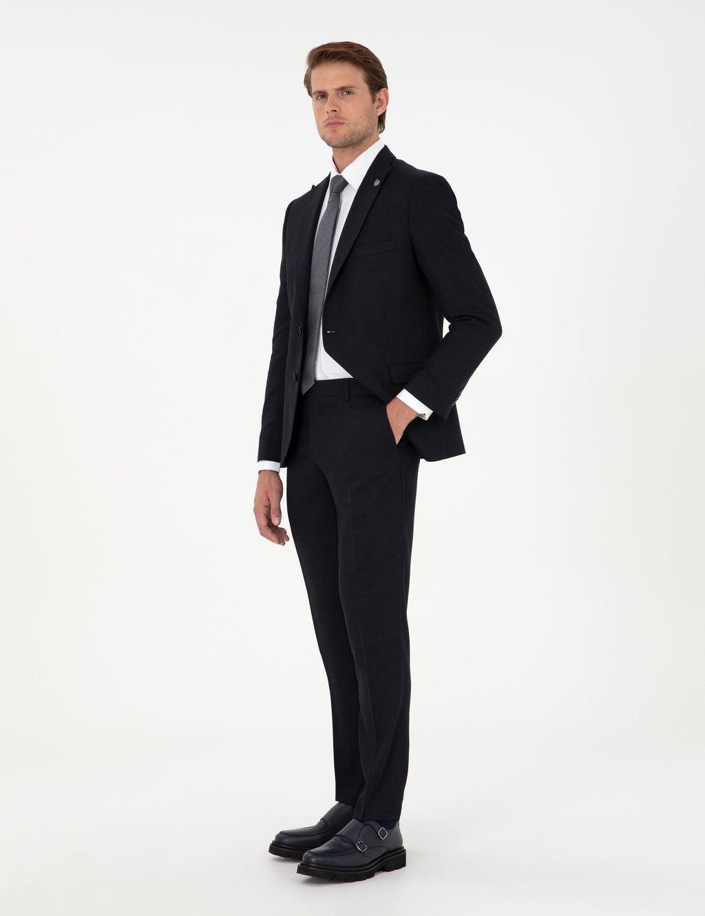 Lacivert Ex. Slim Fit Y_nl_ Tak_m Elbise