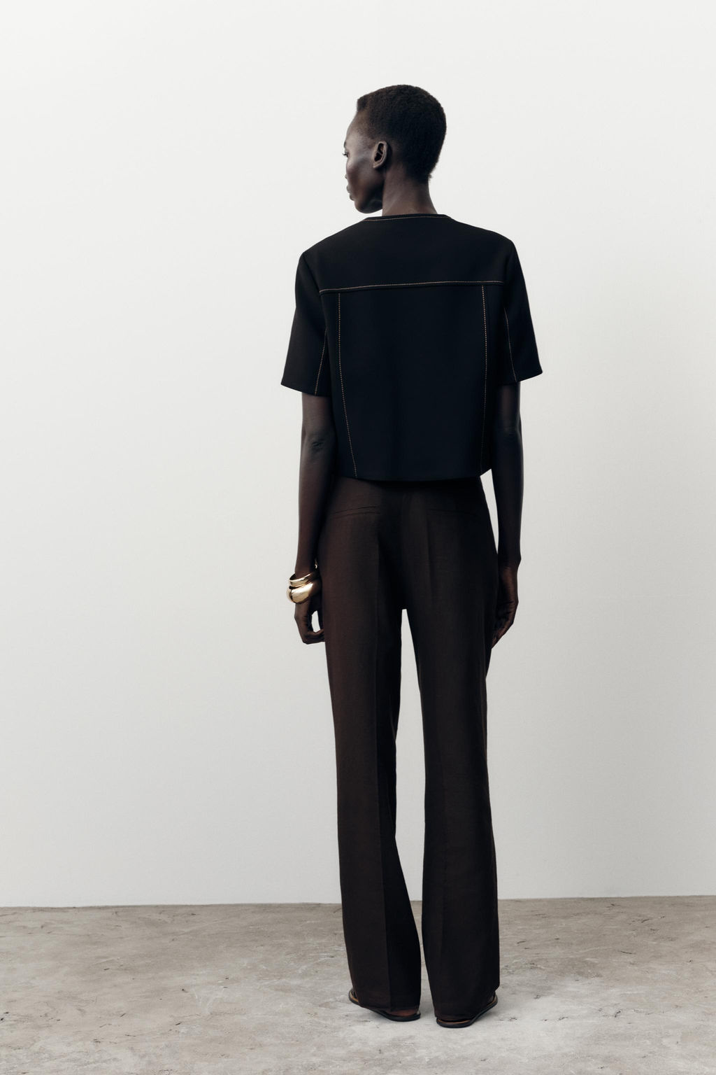 CONTRAST STITCH SHORT SLEEVE BLAZER - Zara фото 14