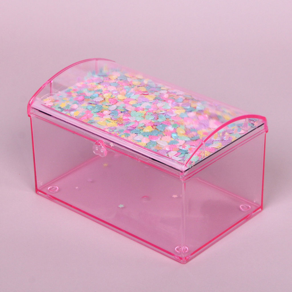 Цена за 3 шт. Шкатулка пластиковая с зеркалом "KiKi HAUS", сундучок, цвет розовый, 14.5*9.5*9см (в пакете)