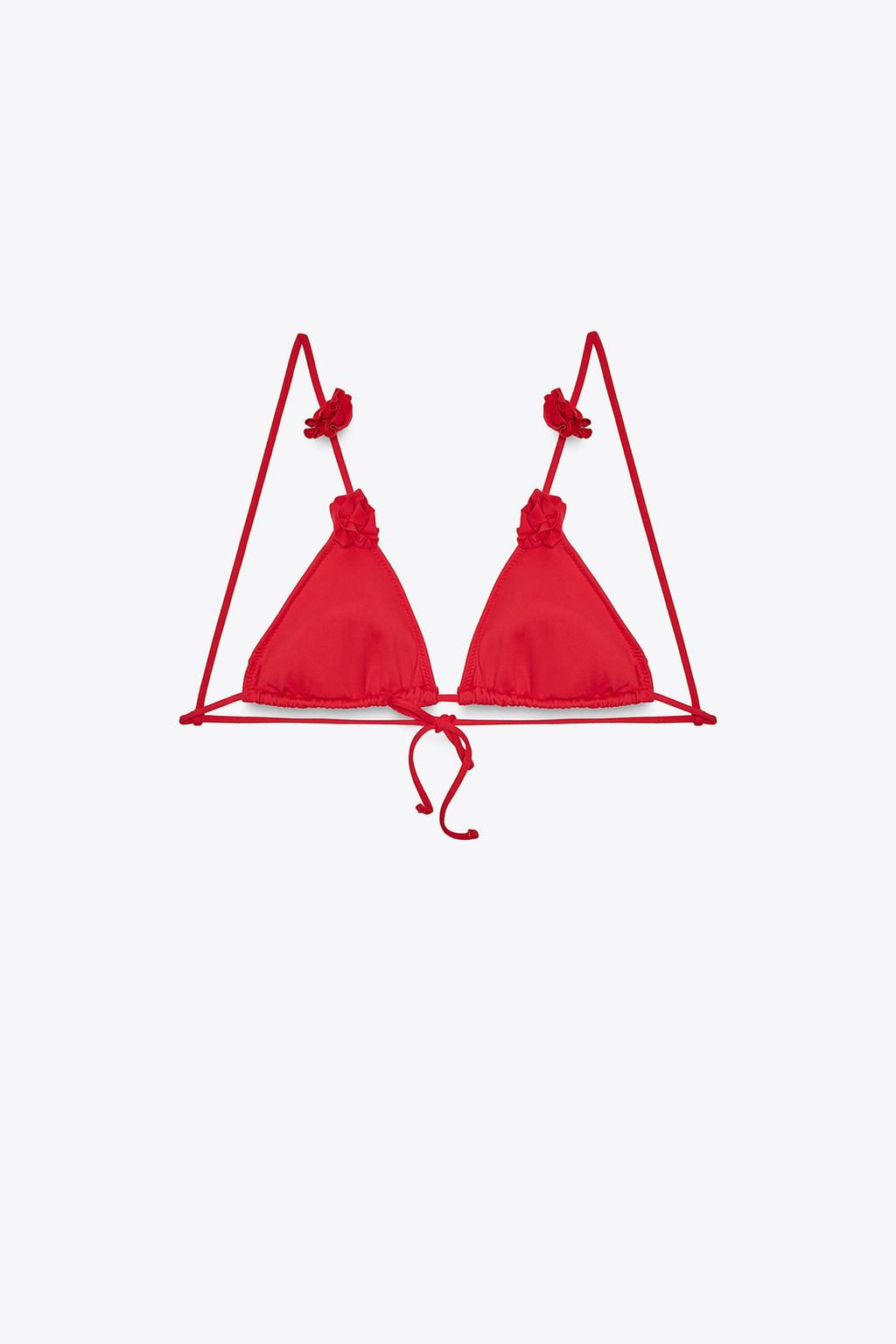 RAISED FLORAL TRIANGLE BIKINI TOP - Zara фото 6