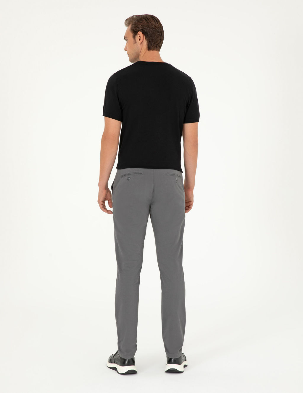 Gri Slim Fit Kanvas Pantolon