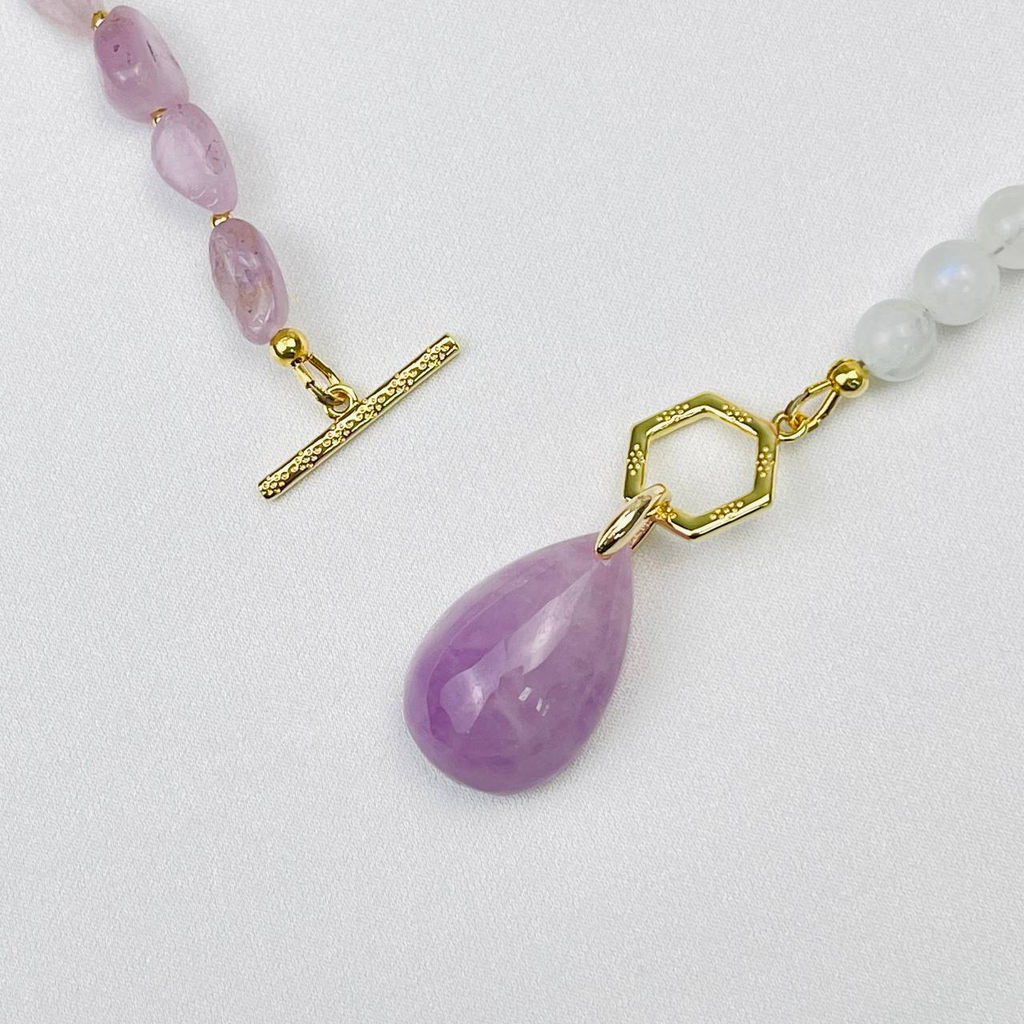 Колье из Лунного камня и Кунцита - Радуга самоцветов фото 3