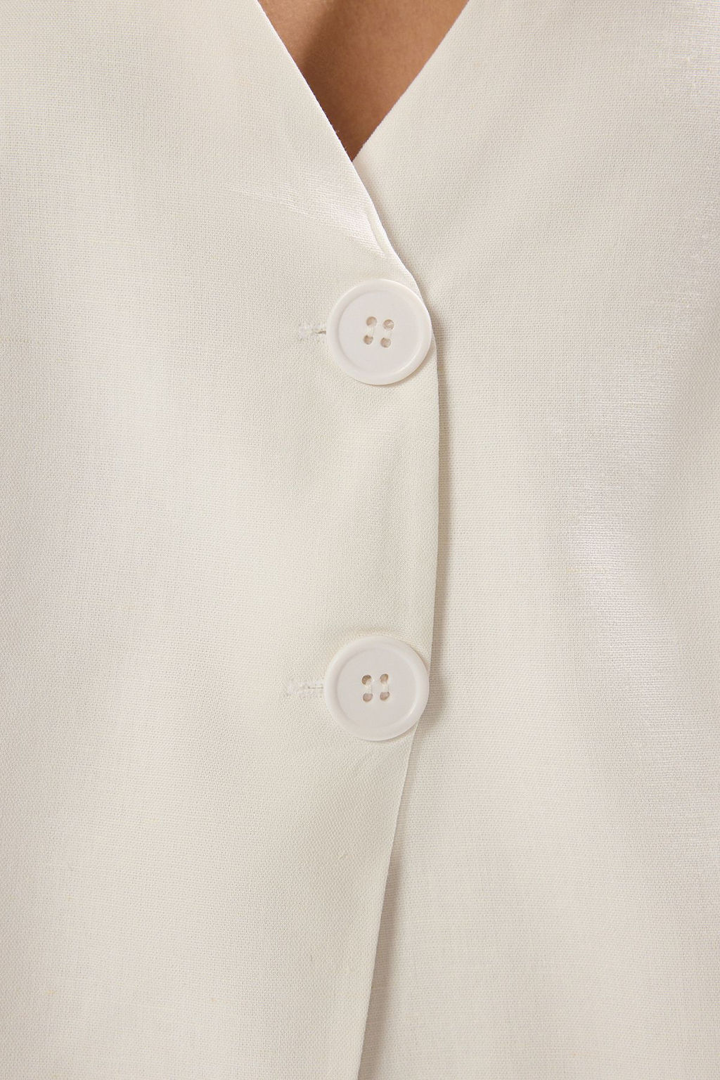 Beyaz Regular Keten Gorunumlu Halter Yaka Regular Yelek TWOSS25YE00096