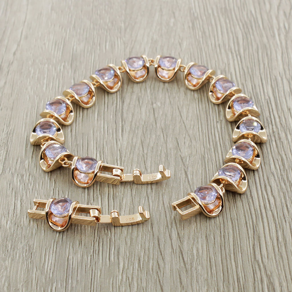 Александрит, браслет Кимберли, покрытие под золото, длина 16см - Agat77 фото 3