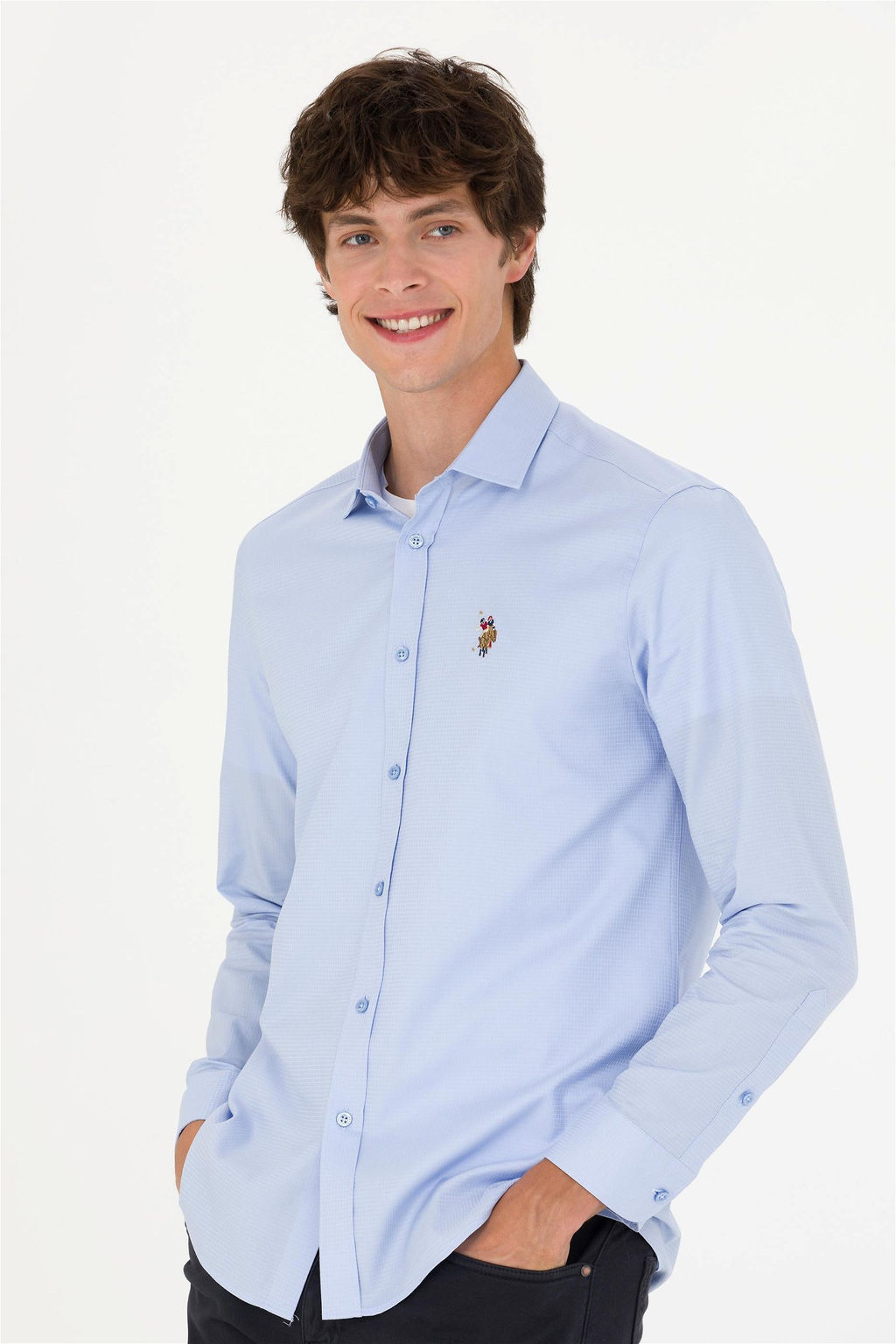 U. S. Polo Assn Мужская синяя рубашка с длинным рукавом - U.s. polo assn фото 10