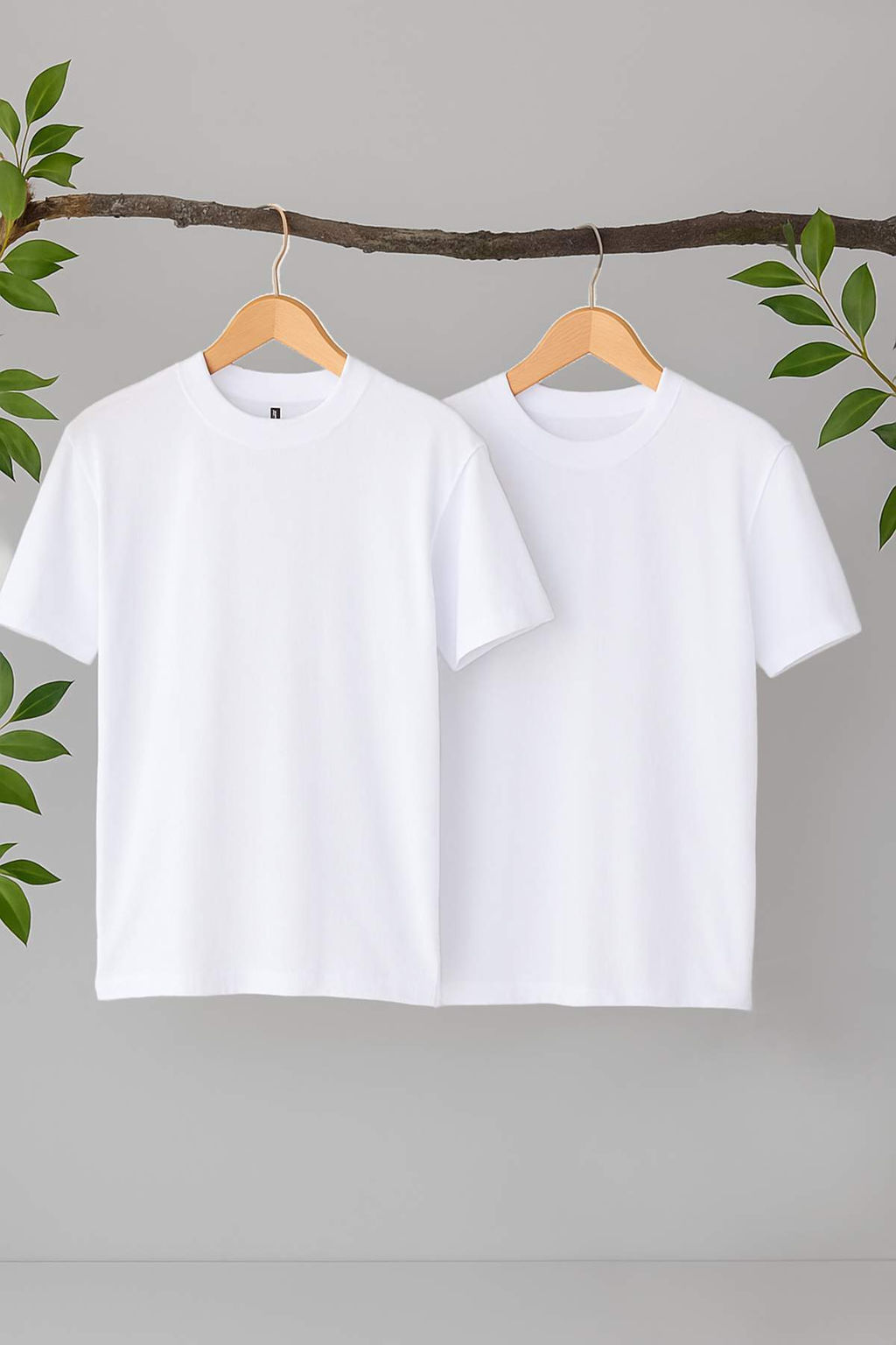 Beyaz-Beyaz 2li Paket %100 Pamuk Basic Dik Yaka Orme T-Shirt TWOSS20TS1500